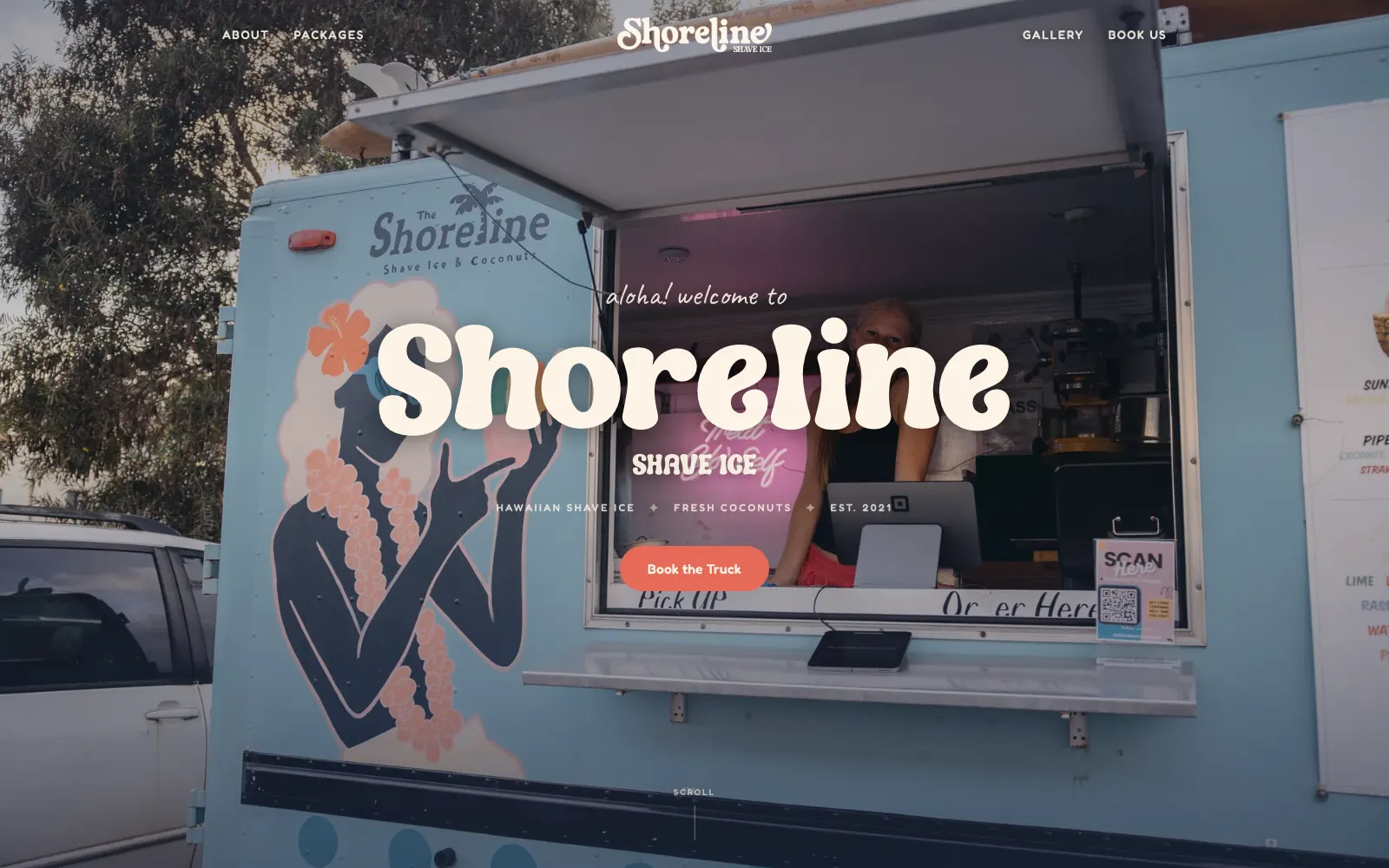 The Shoreline Shave Ice website